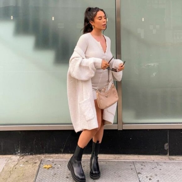 Zara Ribbed Knit Long Sleeve Jumpsuit Romper Cream Blogger Fav Sz Small - Picture 6 of 12